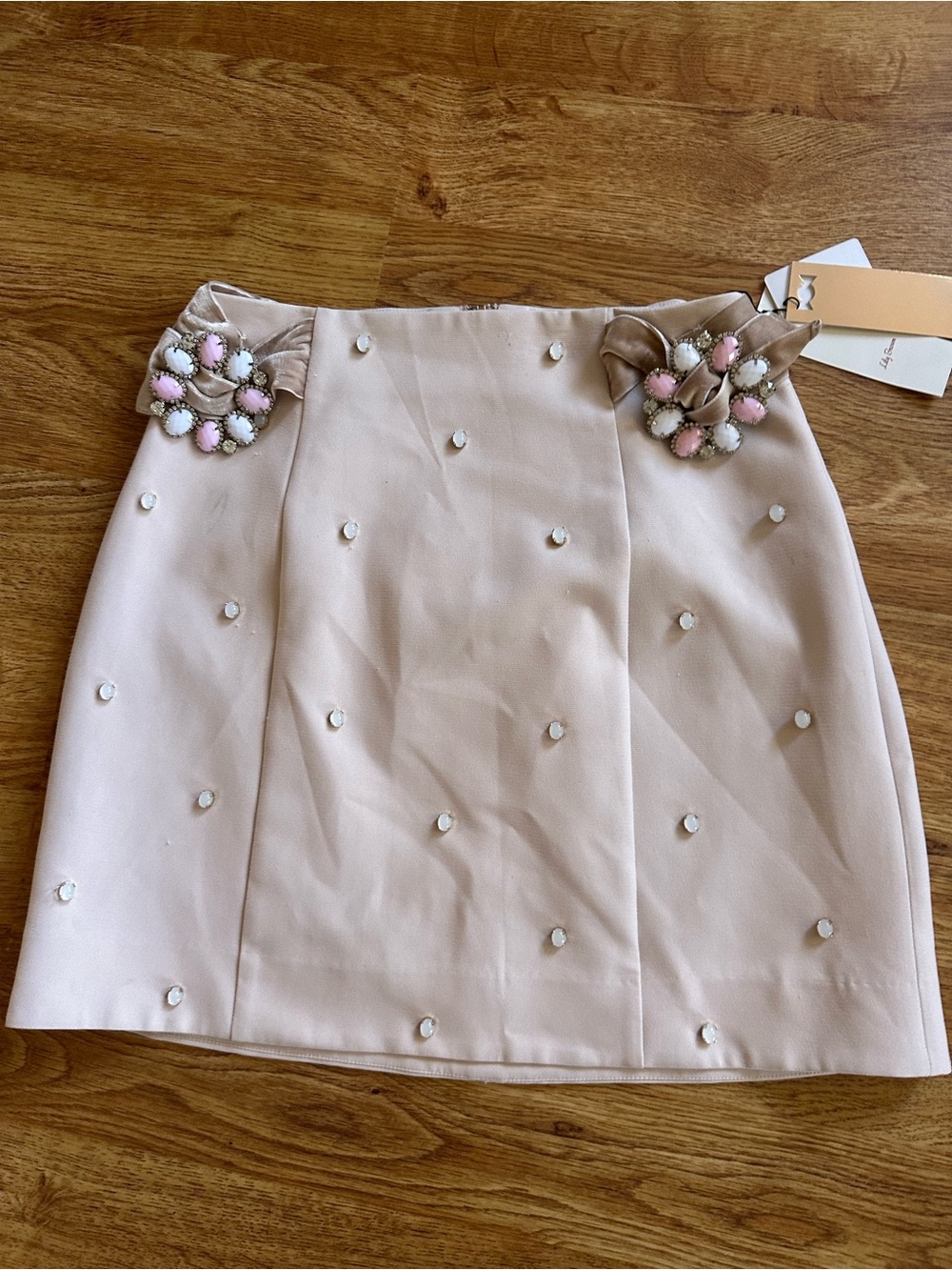 NWT Lily Brown Candy Stock embellished mini skirt Size 1